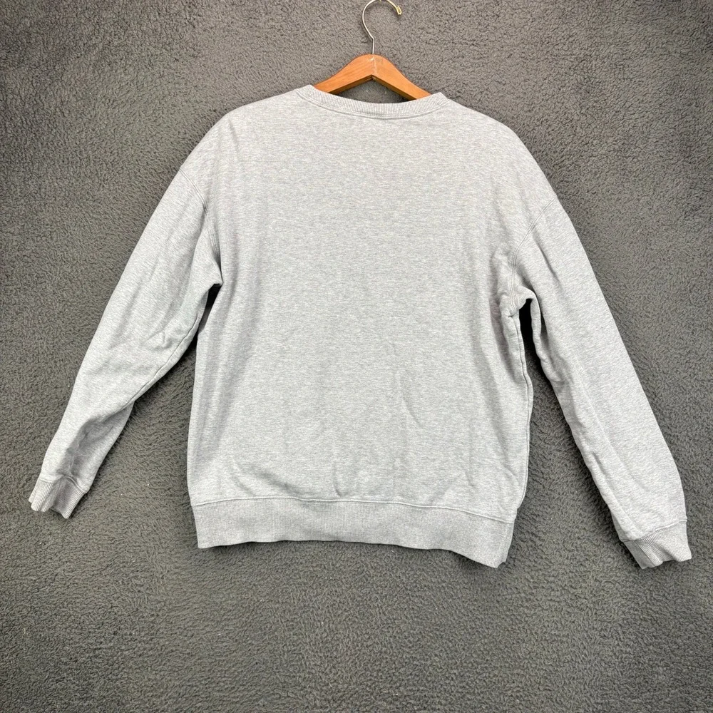Adidas Mens Heather Gray Box Logo Crewneck Sweatshirt Medium Pullover Sportswear